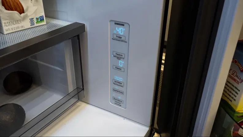 The fridge’s control panel.