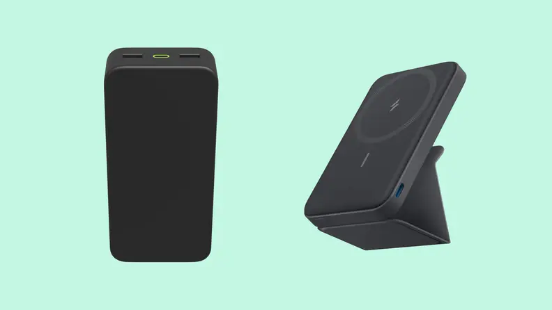 The Morphie and Anker wireless chargers on a light green background.