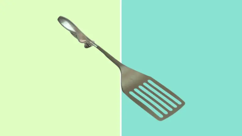 The EZ Flip spatula in front of a background.