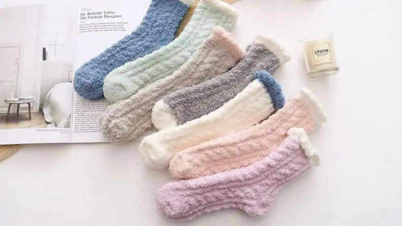 multi-colored fuzzy socks