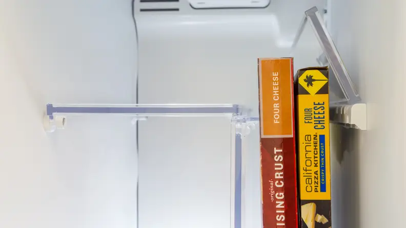 This refrigerator rocks a pocket to store frozen pizza