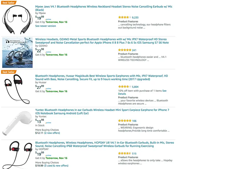 When you search for "wireless headphones" you will often see multiple products flagged as a "best seller."