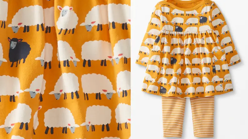 A jewel-toned dress set with little sheep