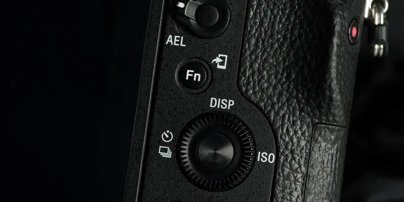 A photo of the Sony A7R II's rear control cluster.