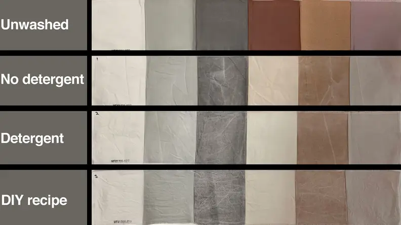 The stain strips from a DIY laundry detergent recipe