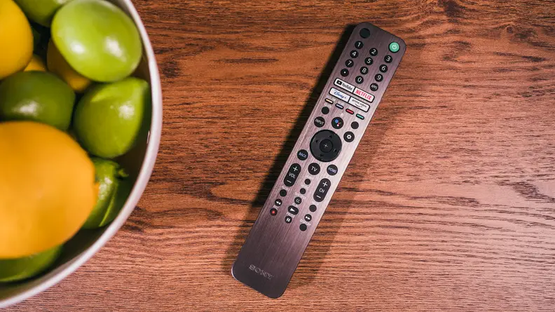 The Sony A90J's premium remote control