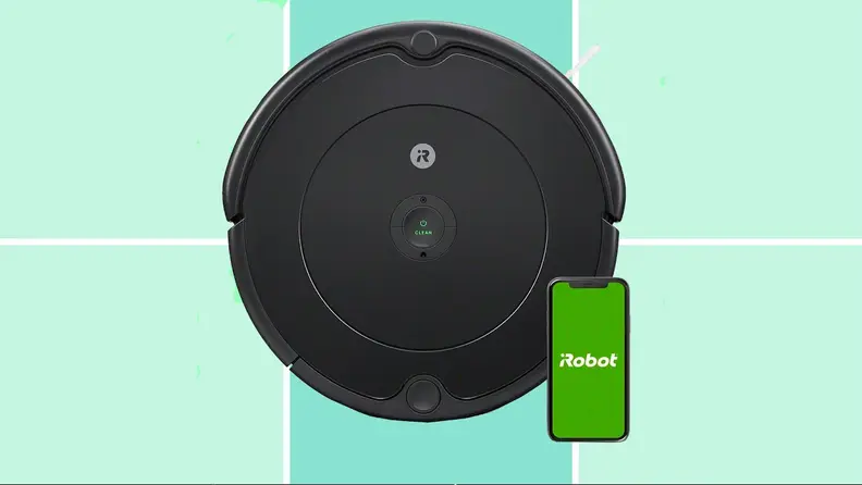 The iRobot Roomba 694 on a green background.