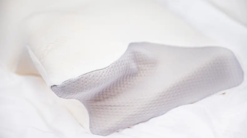 Side shot of the indents on the pillow.