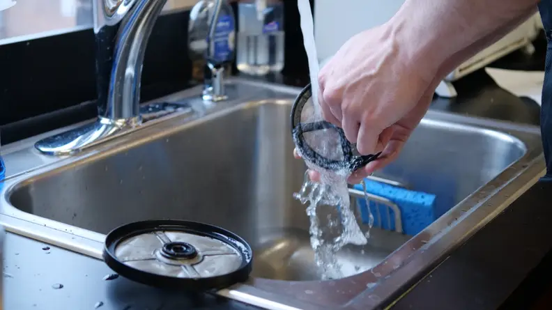 Only the filters can be rinsed by hand.