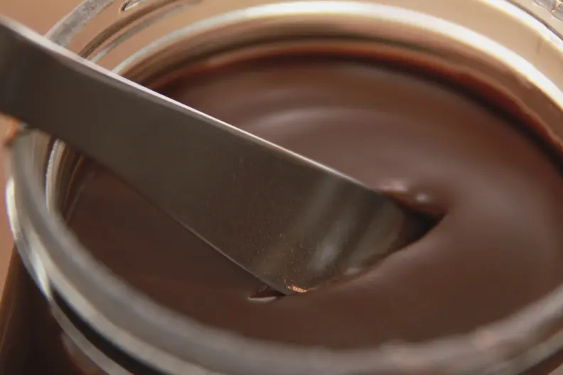 nutella on knife