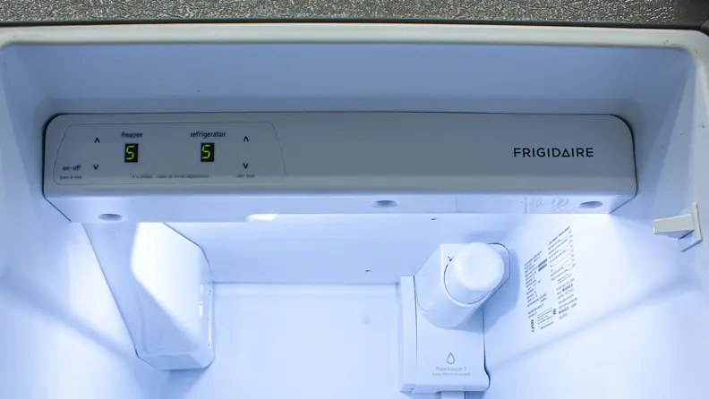 A close-up of the Frigidaire FFSS2615TS's control panel.