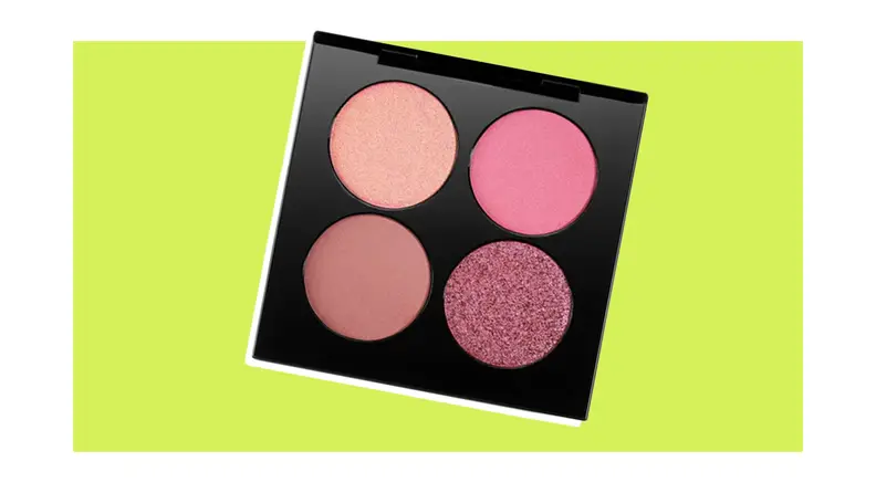 Pat McGrath Labs compact eyeshadow palette that features gold, hot pink and navy shades.