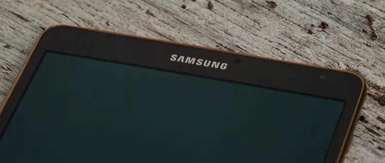 A photograph of the Samsung Galaxy Tab S 8.4's front.