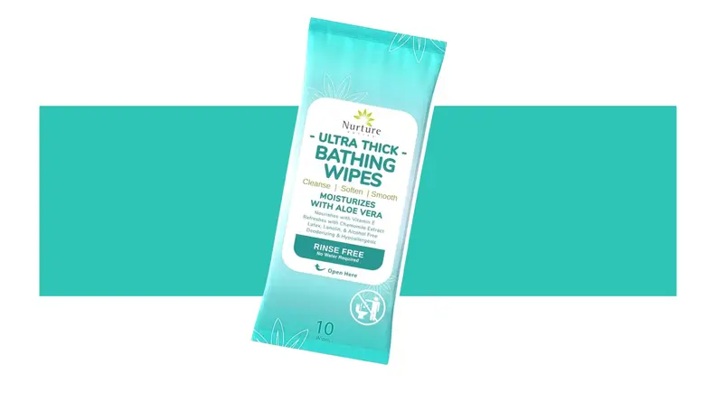 A packet of adult wipes in front of a background
