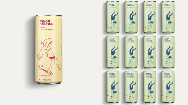 Canned coffee beverages arranged in neat rows.