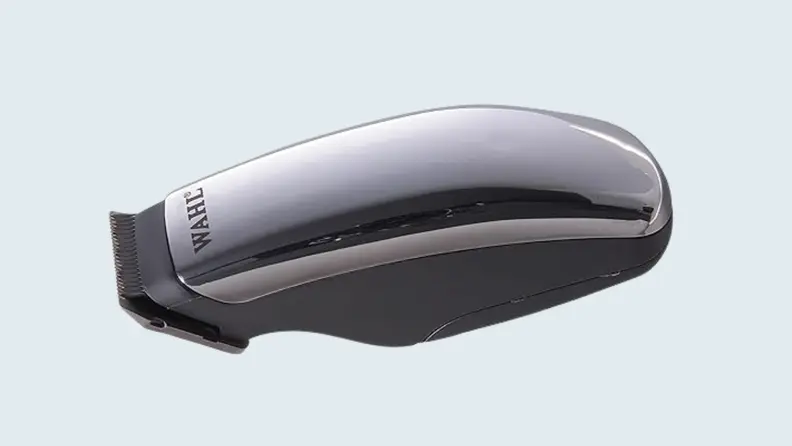 beard trimmer and kit on light blue background