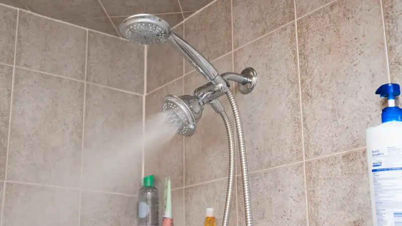 Shower head spraying water
