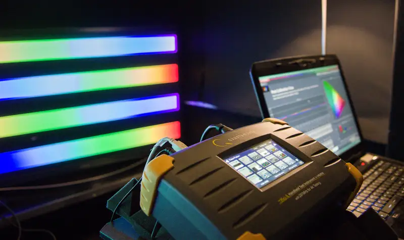 Testing colors on a television