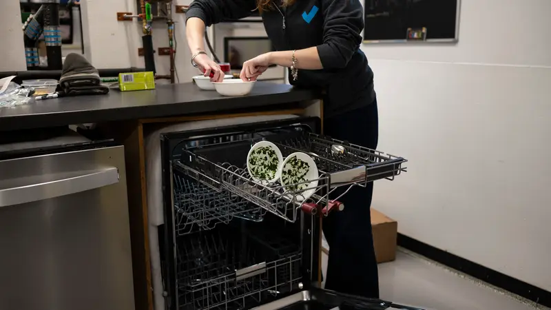 Loading a dishwasher