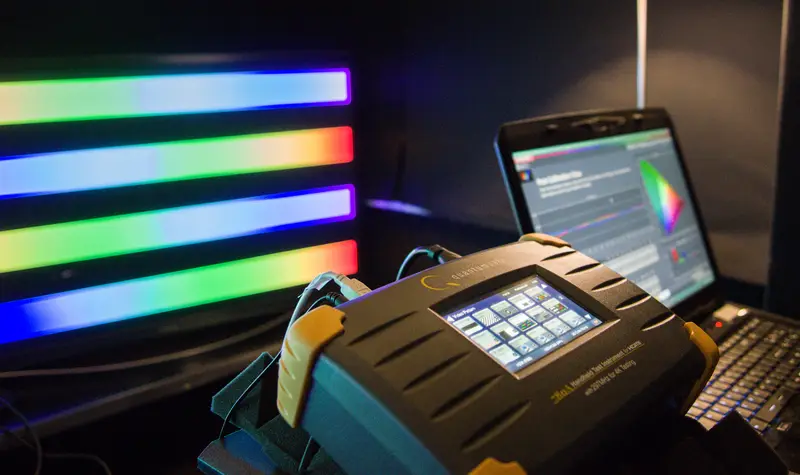 Testing colors on a television