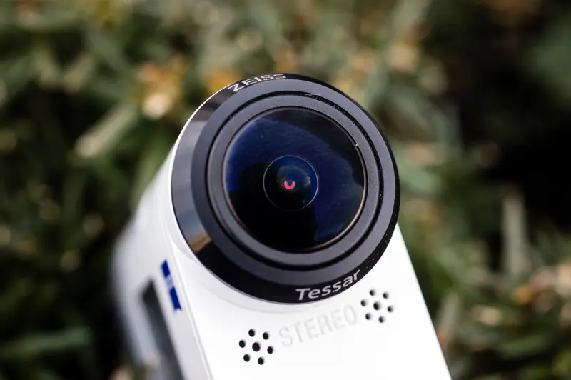 Front view of a white camcorder