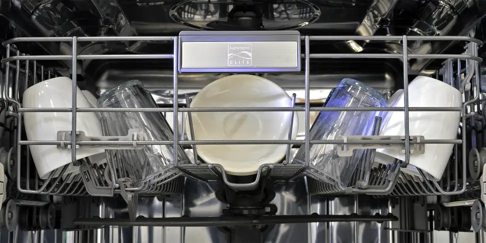Kenmore Elite 14743 top rack and Kenmore Elite logo