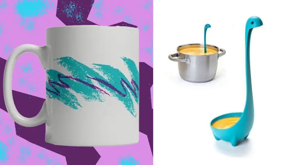 90s mug and Lochness monster soup ladle