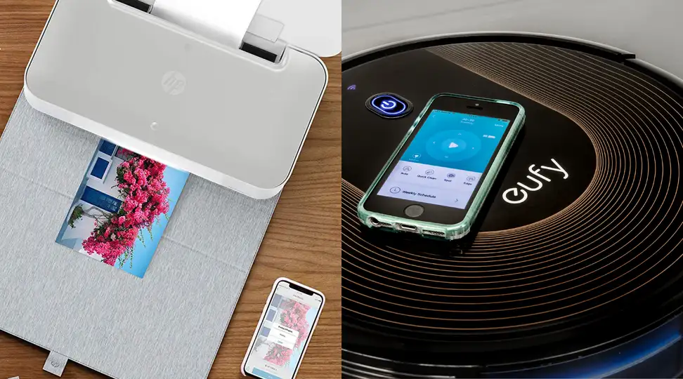 HP Tango Smart Printer and the Eufy BoostIQ RoboVac 30C