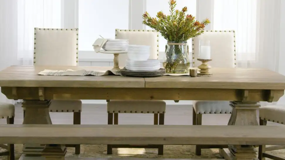 An Aldridge table and bench from Home Depot