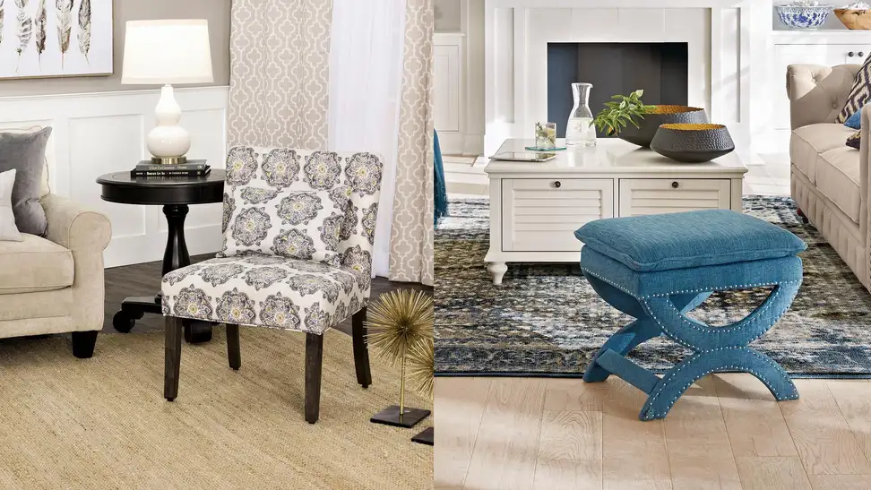 Home Depot chair and stool in room