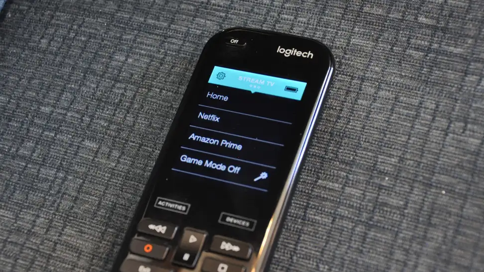 Harmony Elite smart remote on fabric