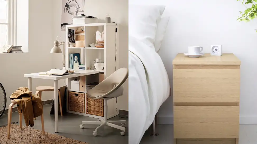 Malm Side Table and Kallax Shelving Unit