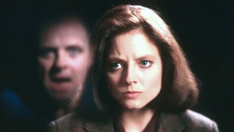 Jodie Foster and Anthony Hopkins, as seen in "The Silence of the Lambs" (1991), one of the best thrillers streaming now.