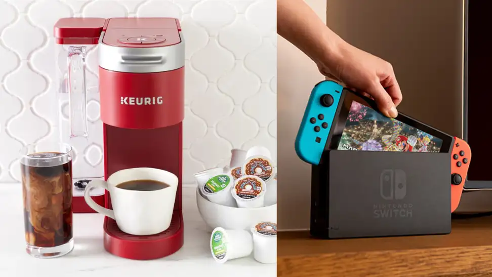 Keurig next to a Nintendo Switch