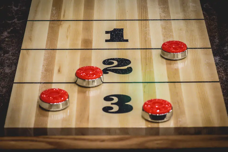Photo of a lovely, rustic shuffleboard.