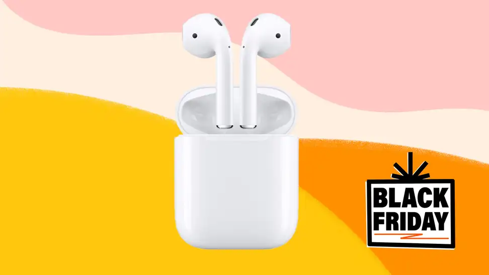 A pair of Apple AirPods.