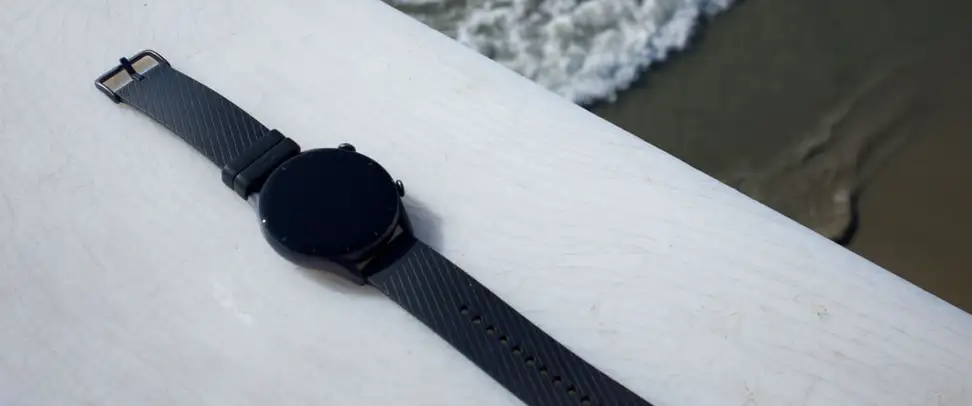 A smartwatch laying on a table