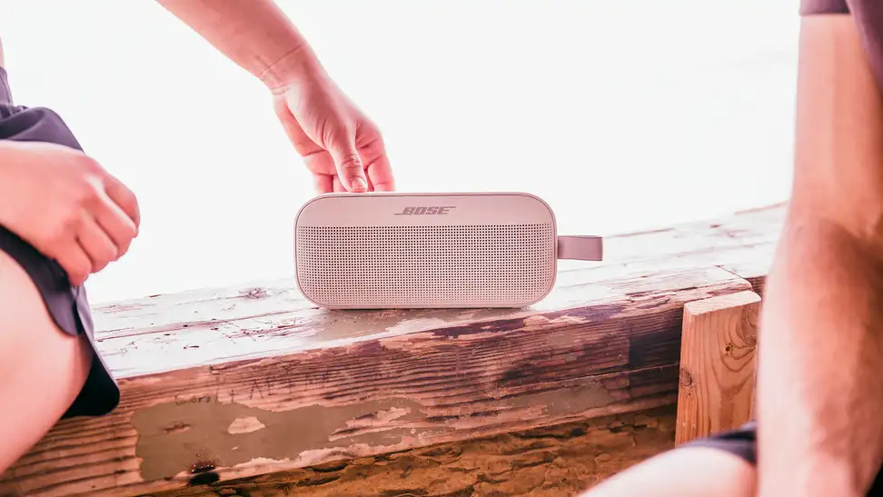 The Bose SoundLink Flex sitting outside