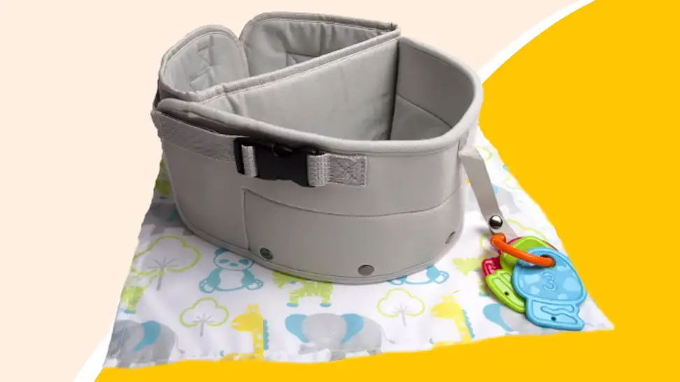 Primo LapBaby band on an animal-print bib.
