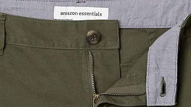 A close-up view of a pair of Amazon Essentials bermuda shorts for women.