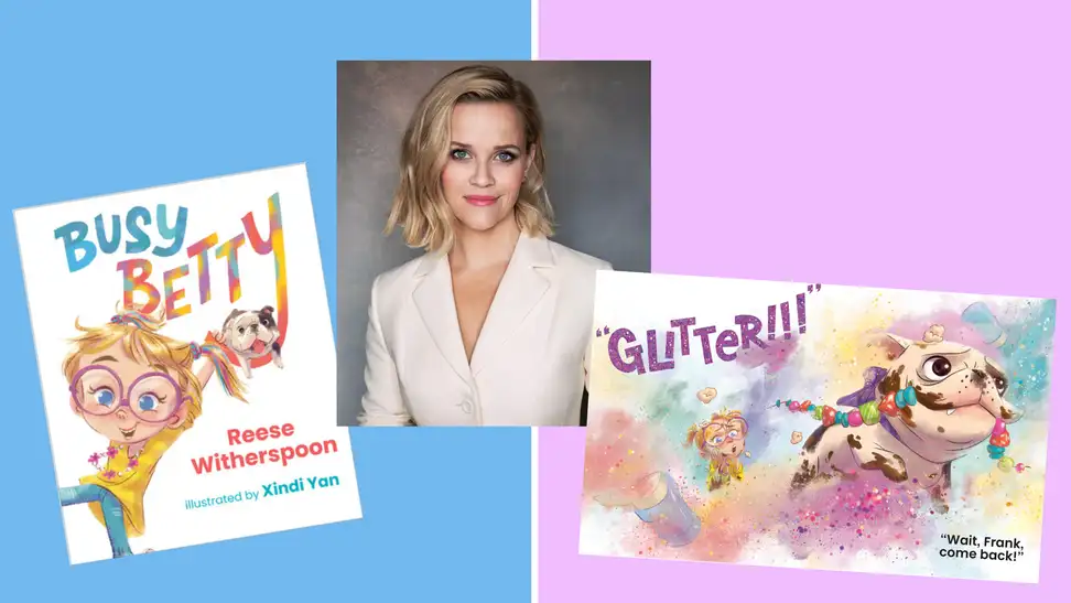 The front cover and an interior page view of Busy Betty by Reese Witherspoon