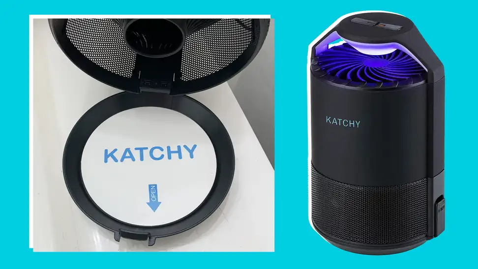 Katchy Indoor Insect Trap with bottom reservoir taken out.
