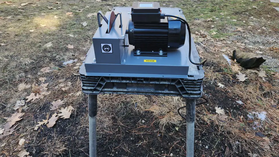 A Vevor lawn blade sharpener.