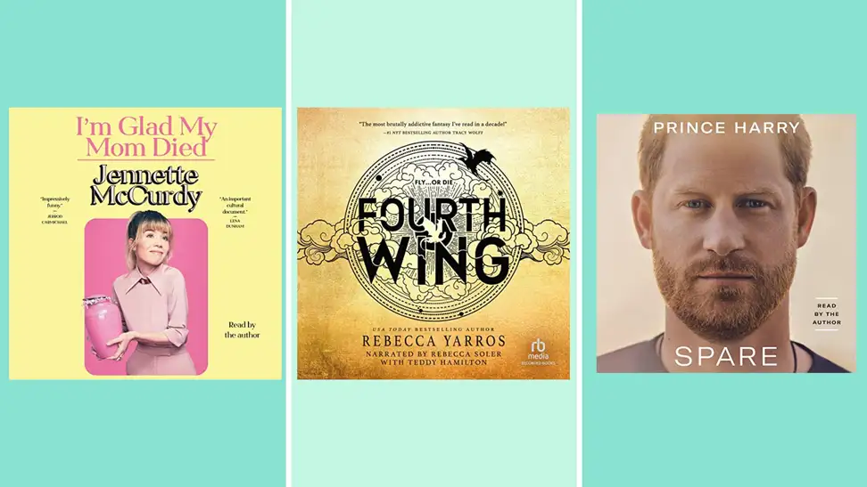 Covers for I'm Glad My Mom Died, Fourth Wing, and Spare.