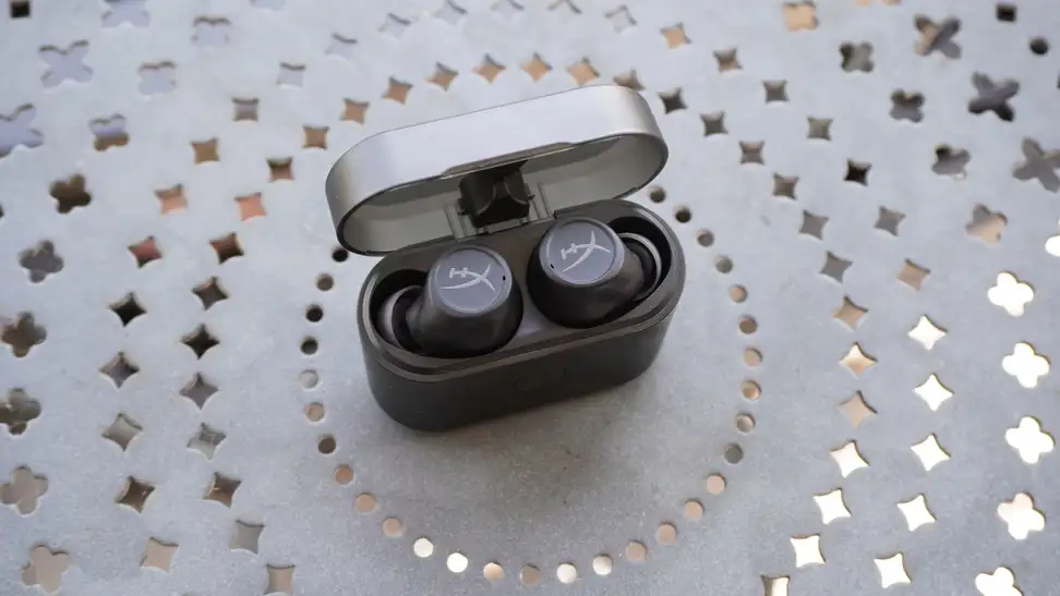The HyperX Cirro Buds inside their case.