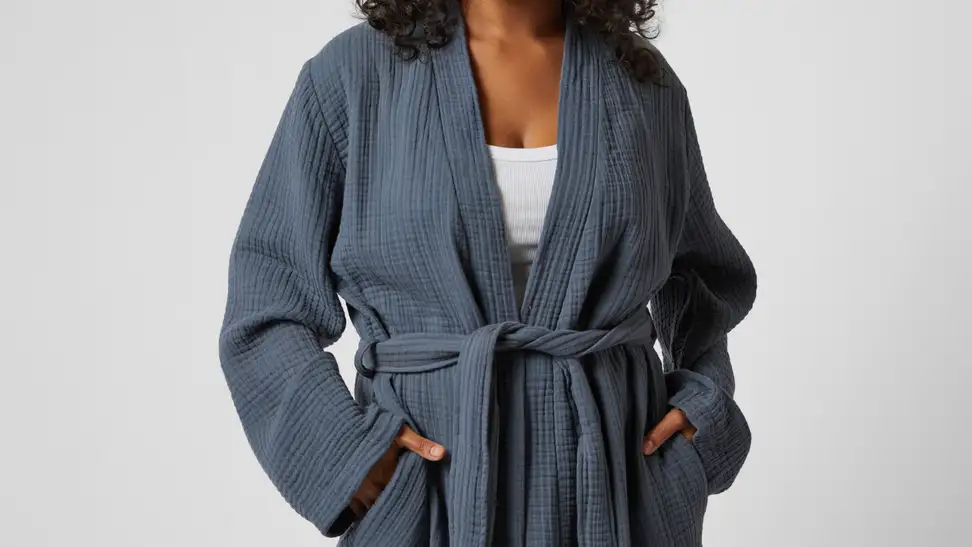 Woman wearing Parachute robe