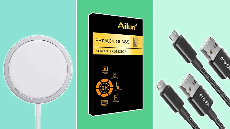 Phone charger, phone screen protector, Anker lightning cables
