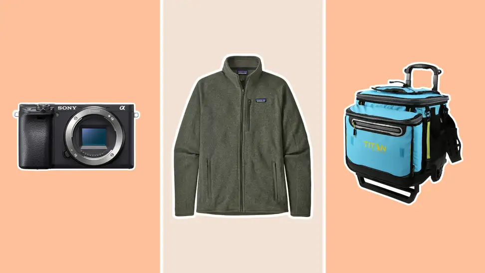 Camera, jacket, soft cooler