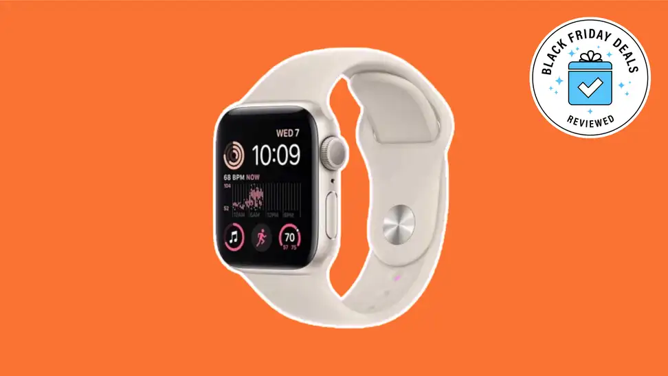 Apple Watch SE on orange background