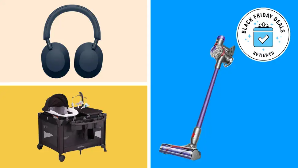 Three products with the Black Friday Deals Reviewed badge in front of colored backgrounds.